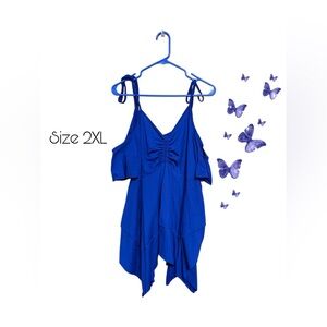 💙 Royal Blue Off-the-Shoulder Handkerchief Blouse | Size 2XL | NWOT 💙